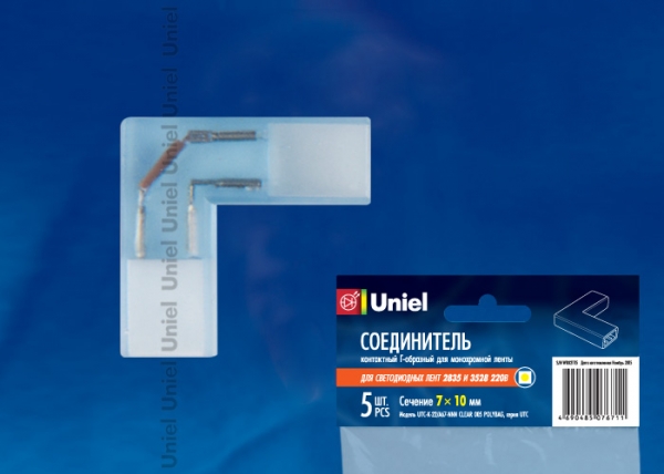 UTC-K-22/A67-NNN CLEAR 005 POLYBAG Соединитель контактный L-образный для светодиодных лент 220В 3528