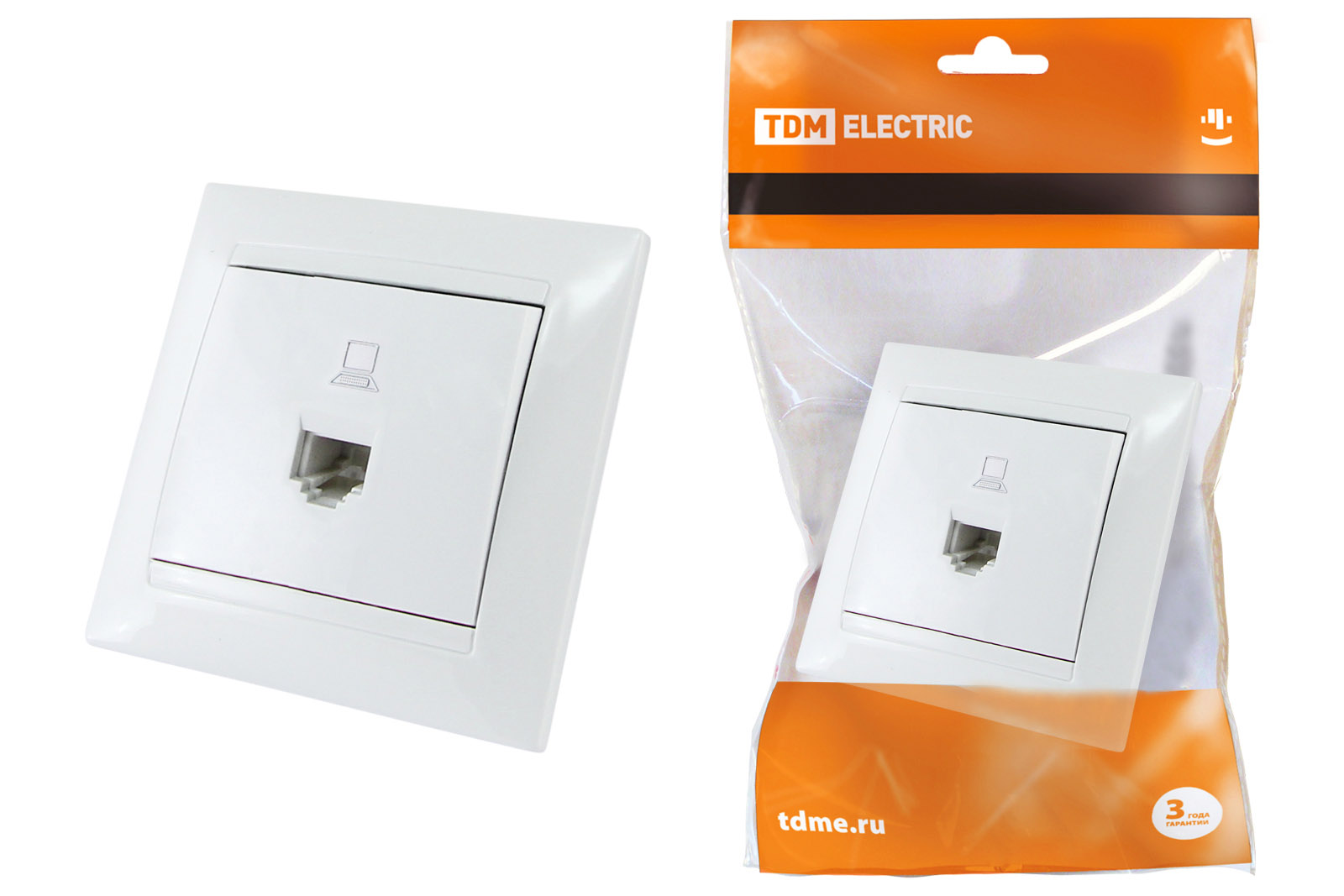 Розетка компьютерная RJ45  белая Лама